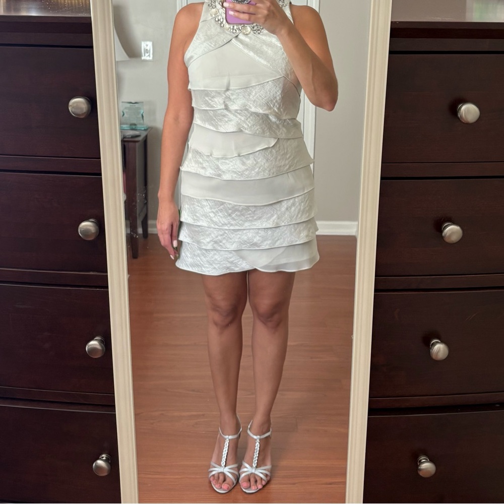 SL Fashions Champagne Tiered Mini Dress - Picture 6 of 6